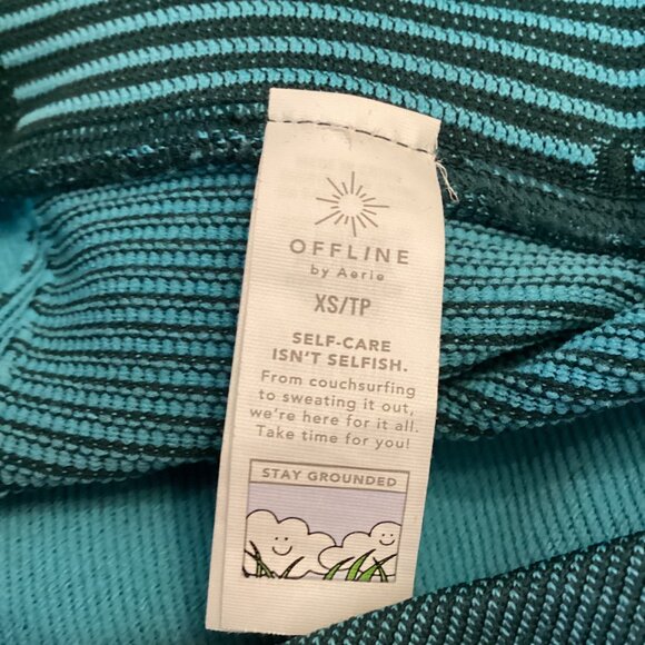 Aerie OFFLINE Womens Leggings‎ Size Xsmall High-Rise 7/8 Green Fleece Pants - Picture 10 of 10